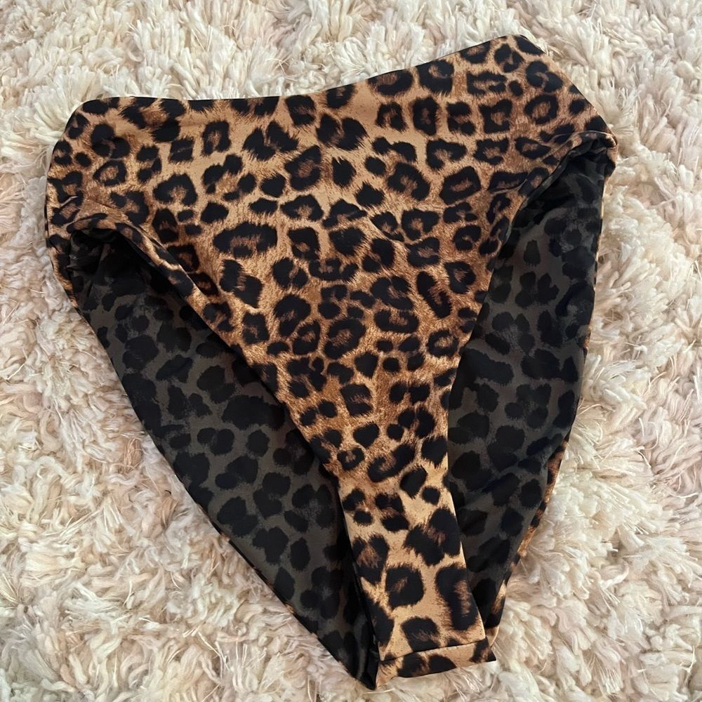 New Good American high waist cheetah animal print reversible bikini bottom
